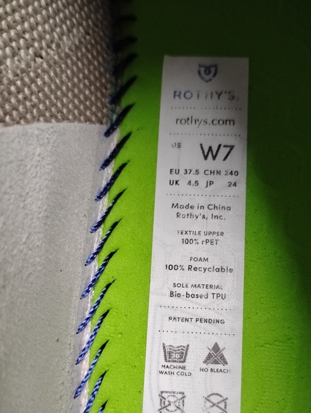 Rothy's The Lace Up Sneakers W7 - Picture 11 of 12